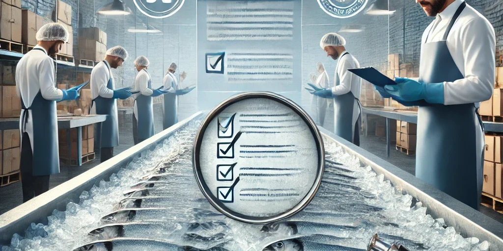 DALL·E 2025 01 01 15.12.59   A professional and visually appealing image representing the seafood industry with a focus on compliance. The scene includes fresh fish displayed on i DALL·E 2025 01 01 15.12.59   A professional and visually appealing image representing the seafood industry with a focus on compliance. The scene includes fresh fish displayed on i